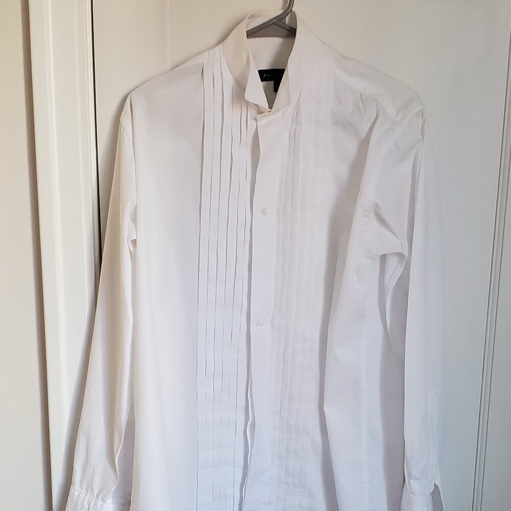 Joseph & Feiss Tuxedo Shirt 15/34-35 Pleated Front, Wingtip Collar, French Cuffs